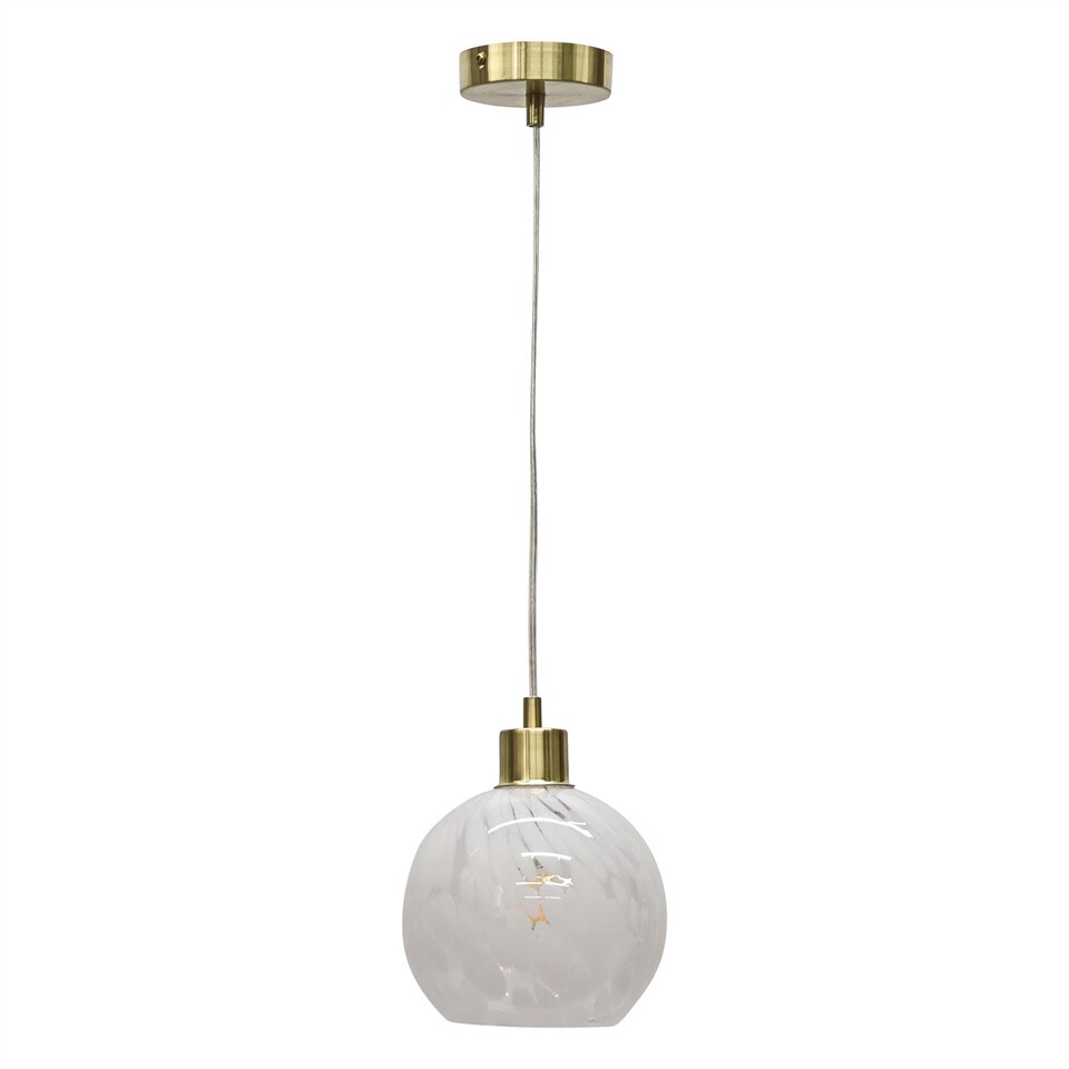 image 1 of Confetti - Glass Globe with Satin Brass Pendant Fitting