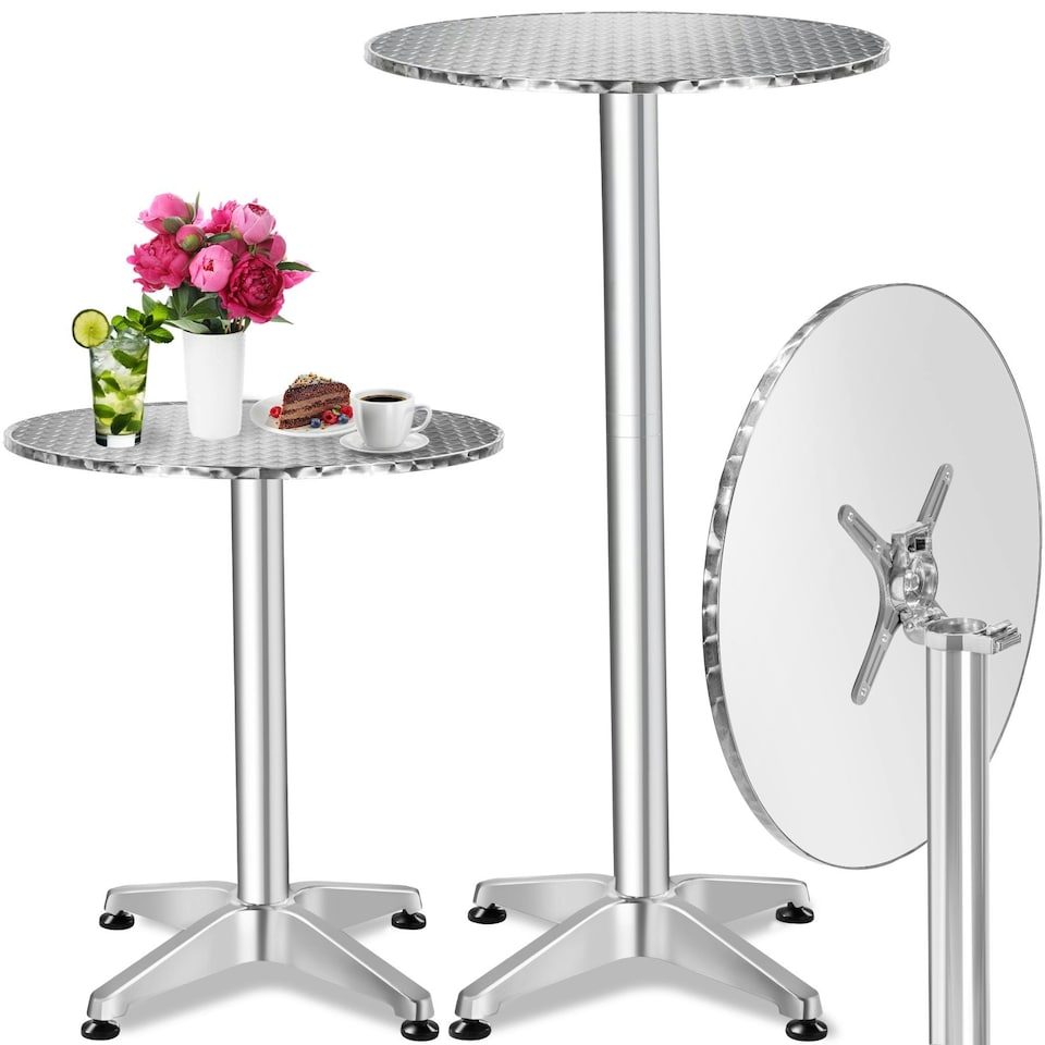 image 1 of Bar Table Aluminium - 60cm tabletop, foldable, height adjustable Grey