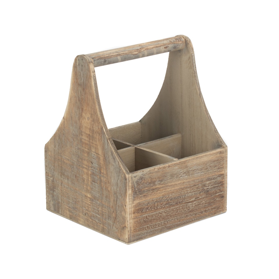 image 1 of Wood Oak Effect Four Bottle Wooden Carrier