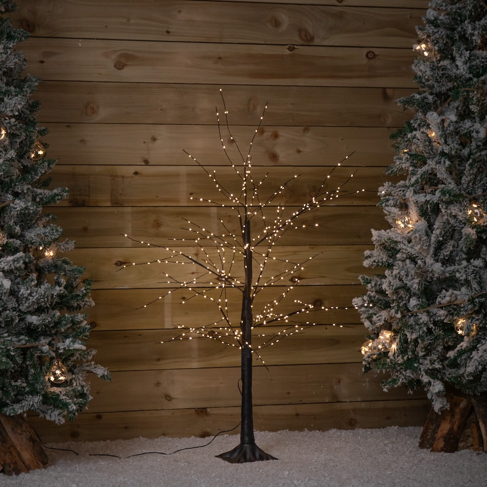 image 1 of 4ft (1.2m) Tall Light up Black Micro Dot Christmas Tree with 400 Warm White LEDs and Remote Control