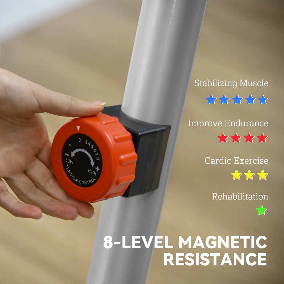 image 1 of SPORTNOW Exercise Bike, Quiet Stationary Bike with 8-Level Magnetic Resistance, Heart-Rate Sensor, Adjustable Seat, Wheels and LCD Monitor, for Home Gym Workout, Grey | Grey