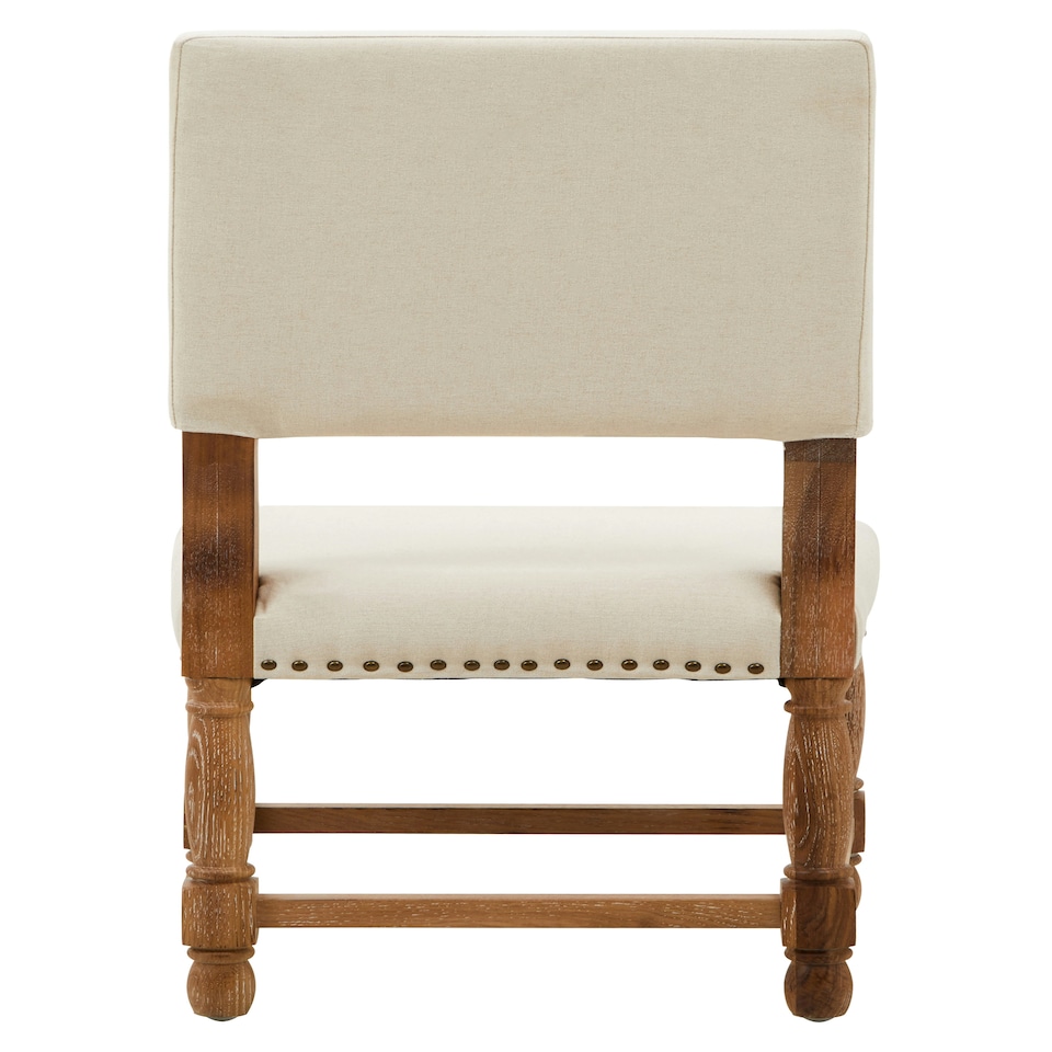 image 1 of Interiors By Premier Modern Oak Burn Whitewash Linen Dining Chair, Sturdy Modern Dining Chair For Kitchen, Rustic Modern Chair White