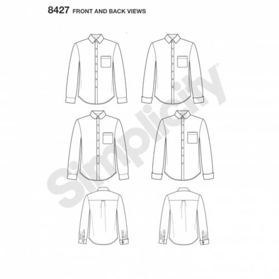image 1 of Simplicity 8427 Paper Sewing Pattern – Men’s Shirt, Sizes Aa (34–36–38–40–42), Intermediate