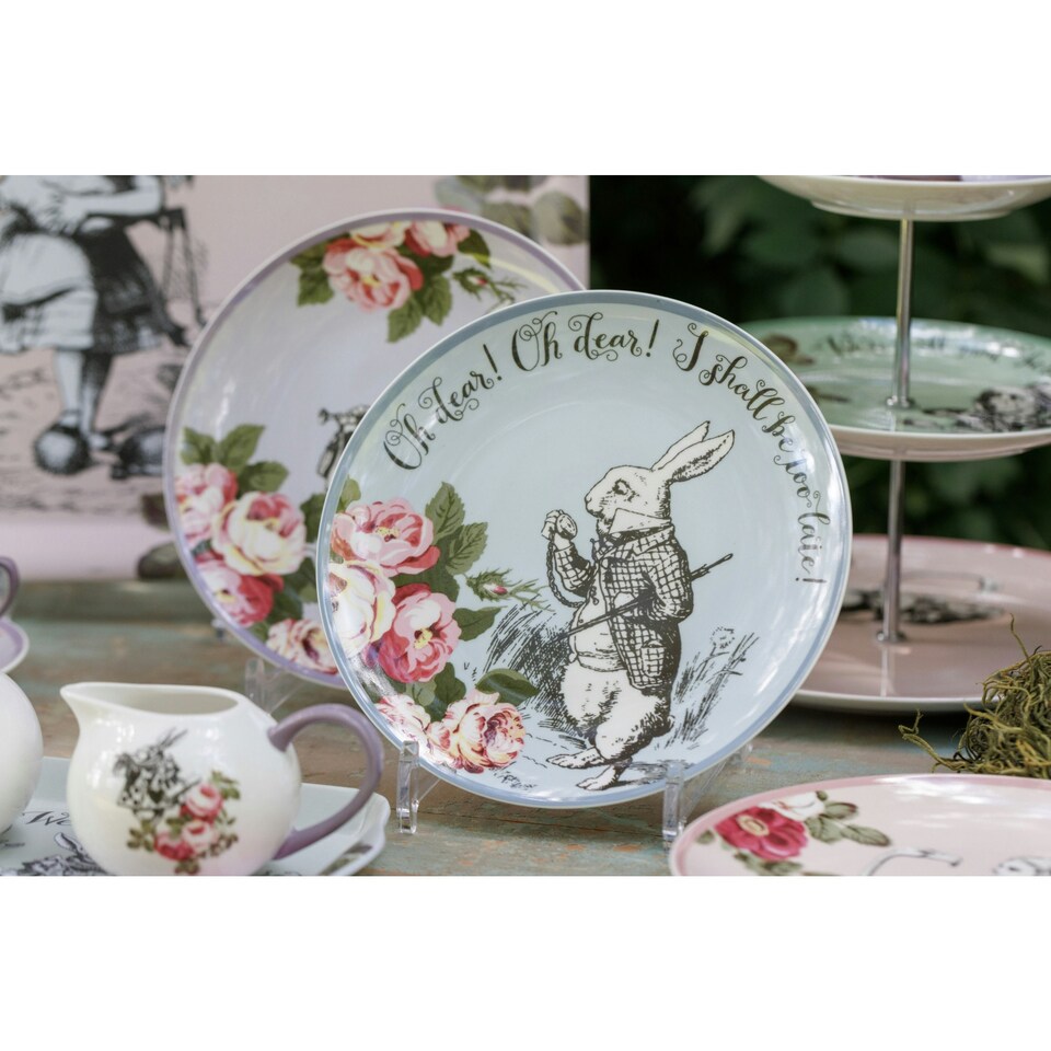 image 1 of Mikasa Alice in Wonderland Side Plate Set Bone China 21cm Set of 4 | Multi