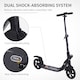 image 7 of HOMCOM Folding Kick Scooter Hight-Adjustable Urban Scooter with Rear Brake, Double Shock Absorption System & 2 Big Wheels, For 14 older Teens Adult, Black