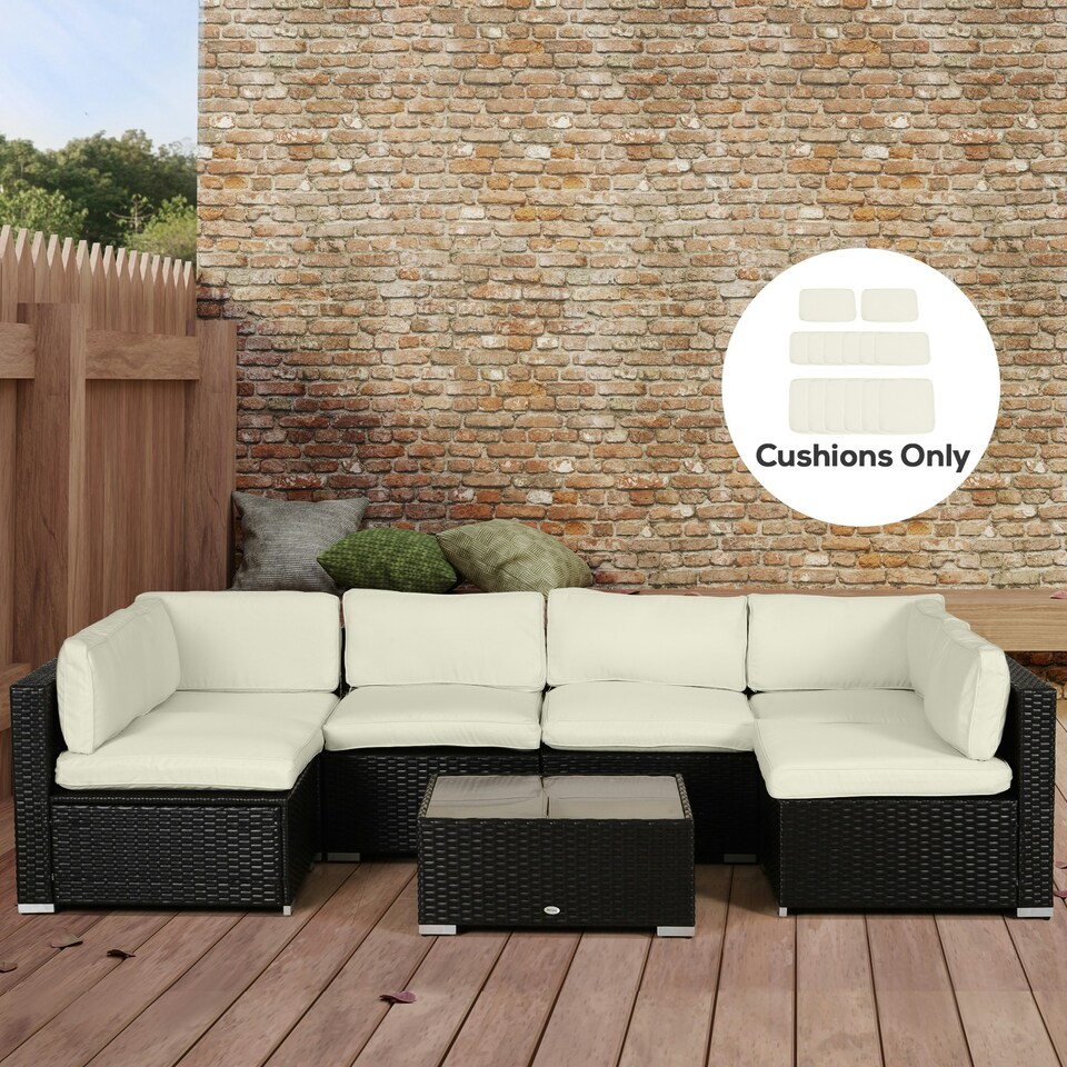 image 1 of Outsunny Garden Rattan Sofa Set Polyester Cover Replacement No Cushion White | Beige