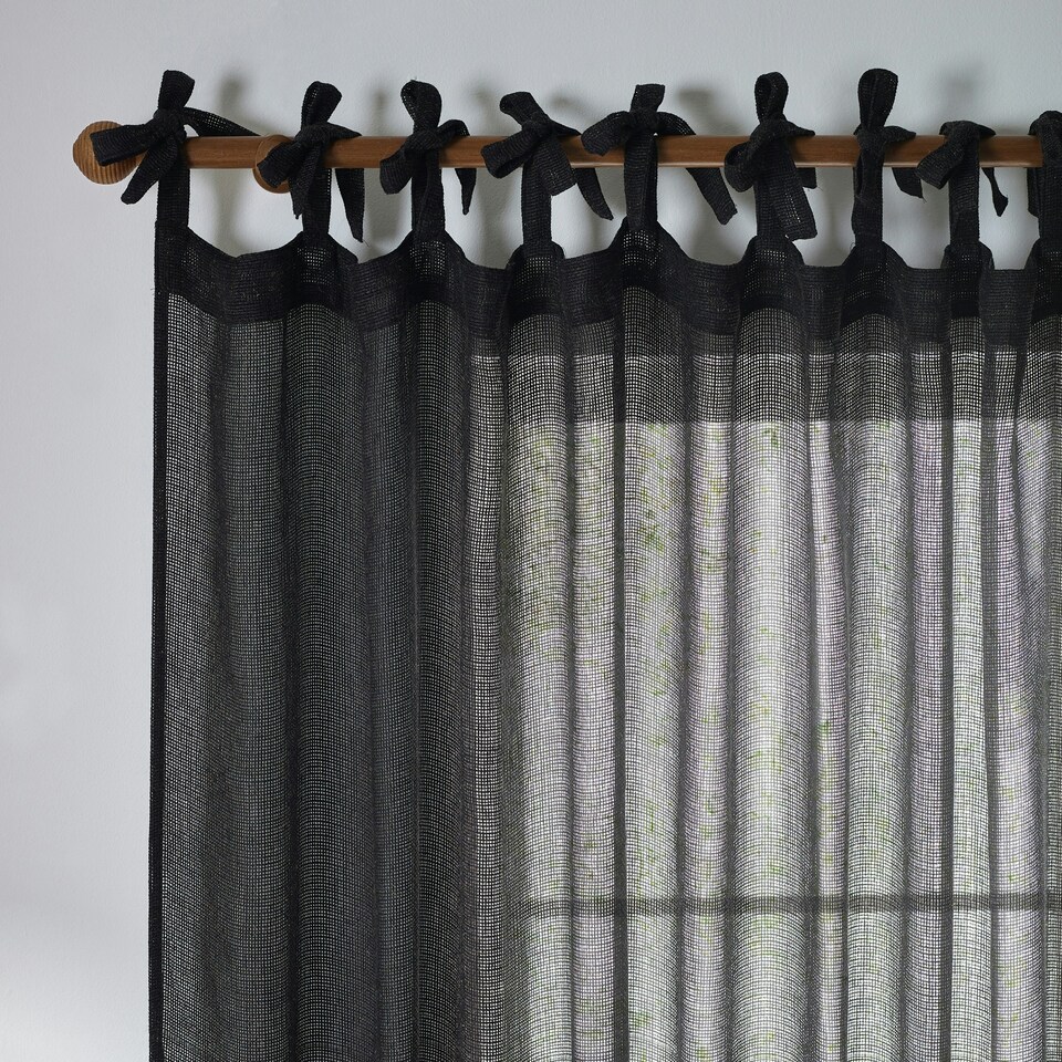 image 1 of Yard Nimbus Sheer Black Tie Top Curtain Panel 290 x 250 cm Multi