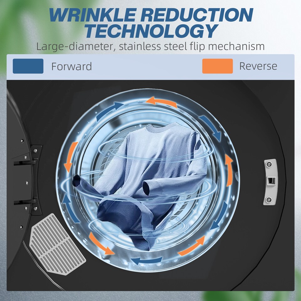 image 1 of HOMCOM 4kg Vented Tumble Dryer, 1000W Compact Freestanding Front Tumble Dryer with Stainless Steel Tub, Timer, 6 Heat Settings, Small Portable Clothes Drying Machine, Black