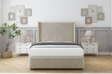 Sloomy Stratford Cream Plush Divan Bed With Mattress No Drawers With 54" Wingback Headboard & 12" Matching Footboard 4'6 Double | Cream | Cream | Double | 1