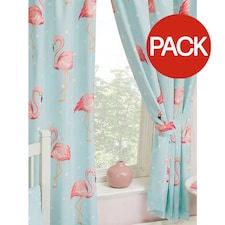 Fifi Lined Flamingo Curtains (Pack of 2) - Pale Turquoise - 183cm x 168mm | Blue
