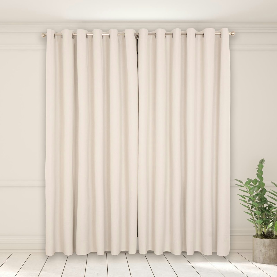 image 1 of OHS Woven Textured Blackout Eyelet Curtains, 46x54" - Cream