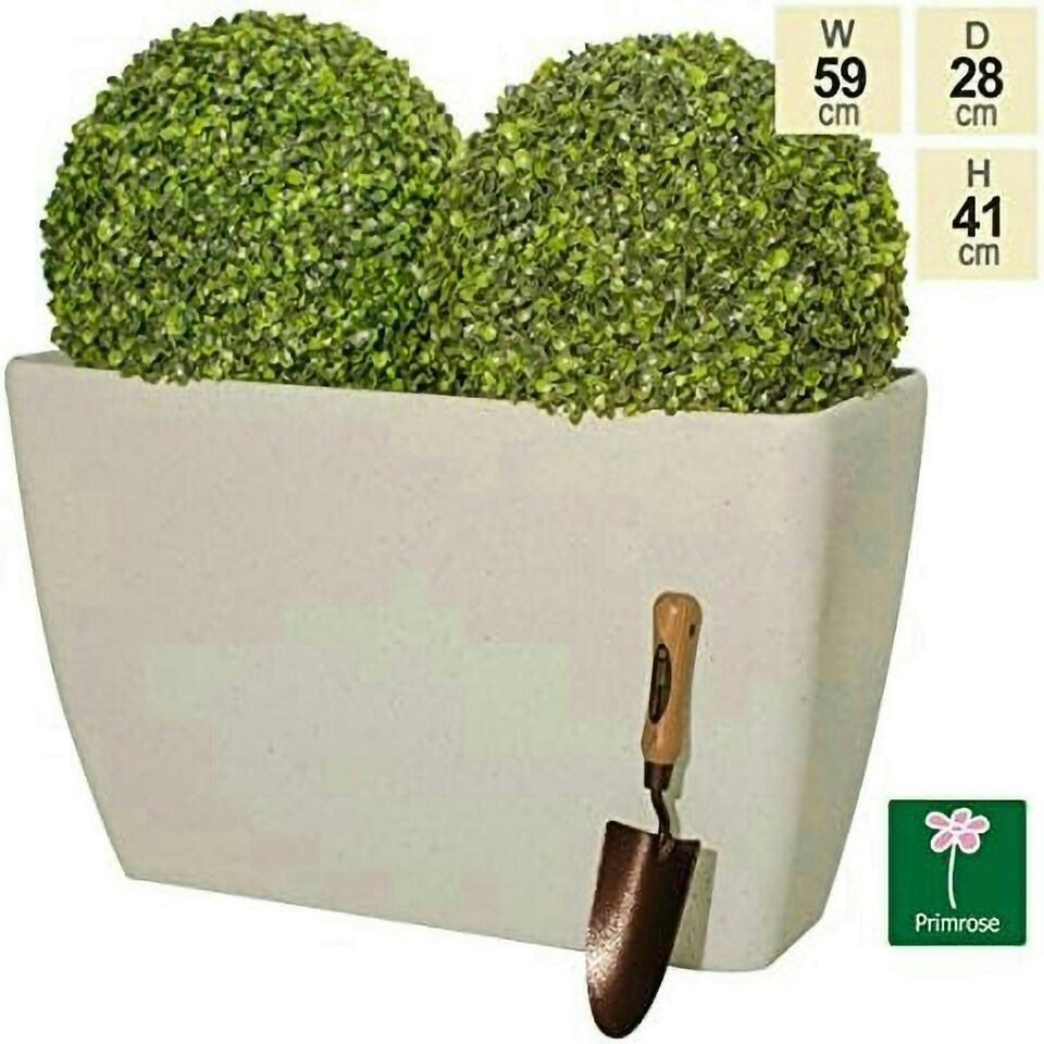 image 1 of Primrose Stone Effect Resin Planter Indoor Outdoor Rectangular in White 59cm