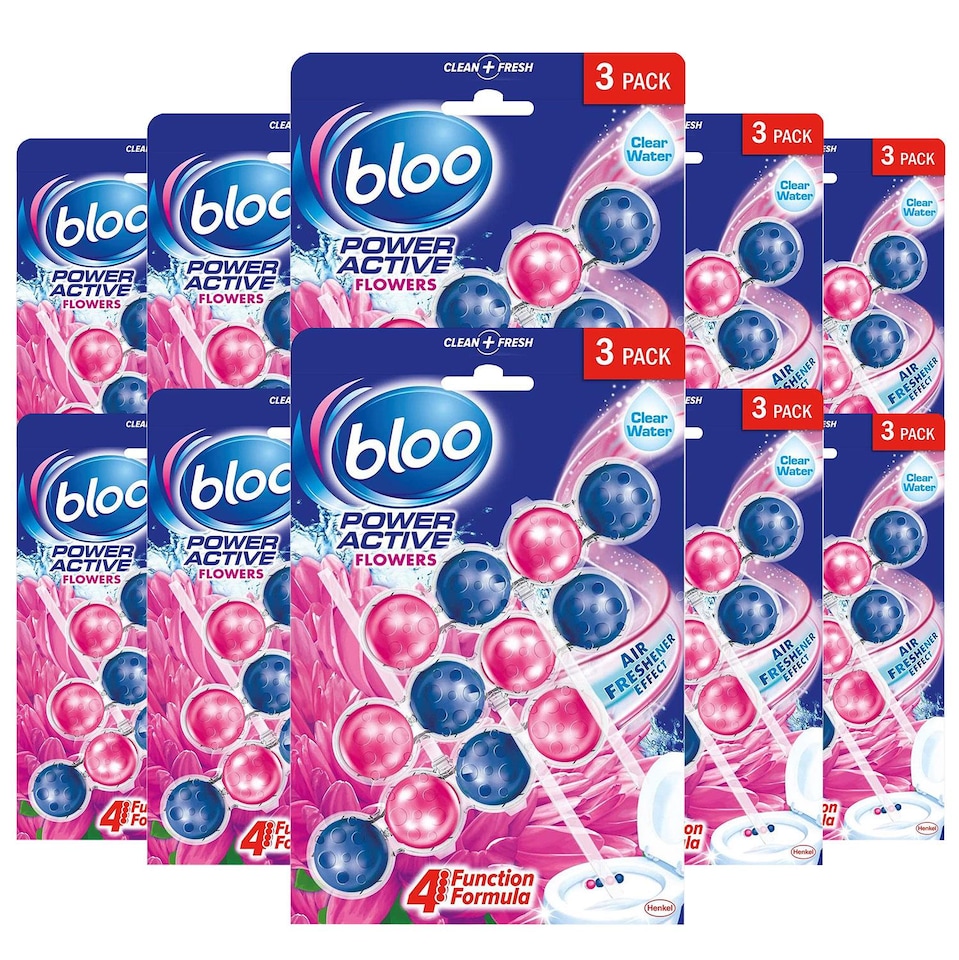 image 1 of Bloo Power Active Toilet Rim Block Fresh Flowers Anti-Limescale 3 x 50g, 10 packs | Multi | 10 Pack | 10