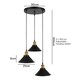 image 2 of Emitto Pendant Light 3 Lights Height Adjustable Vintage Ceiling Light Black