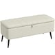 image 1 of HOMCOM Storage Ottoman Bench, Linen Fabric Footstool with Steel Legs Cream White