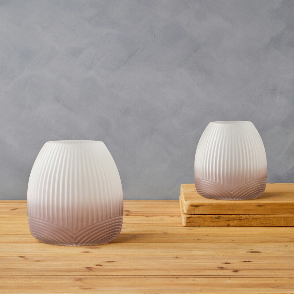 image 1 of Interiors by Premier Small Grey Ombre Glass Vase, Ribbed Glass Vase, Textured Modern Vase, Chic Flower Vase, Grey Glass Vase Grey