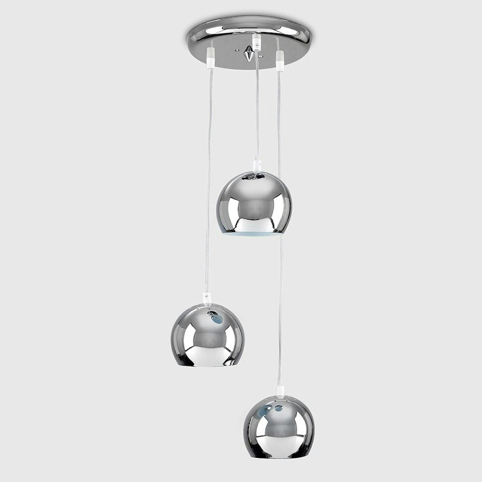 image 1 of ValueLights Retro Silver Chrome 3 Way Droplet Pendant Ceiling Light