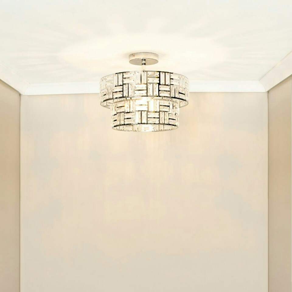 image 1 of ValueLights Elise Silver Acrylic Jewel Two Tier Ceiling Pendant Light