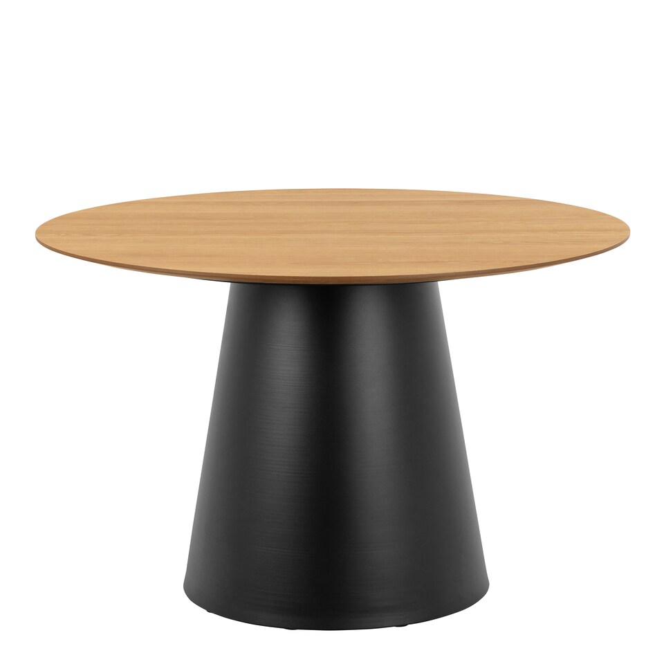 image 1 of Soli Round Dining Table in Oak and Black 120x75cm