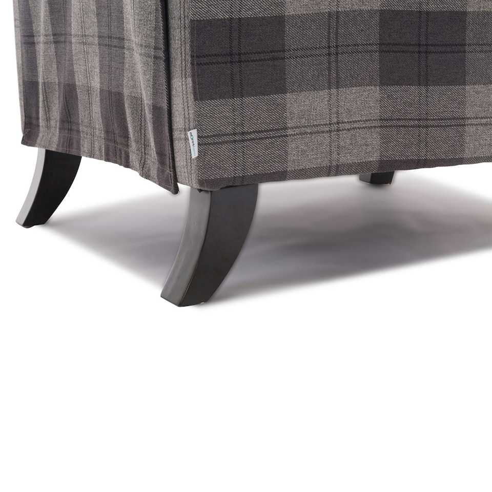 image 1 of Eaton Wing Back Fireside Checkered Fabric Pushback Recliner Chair (Charcoal)