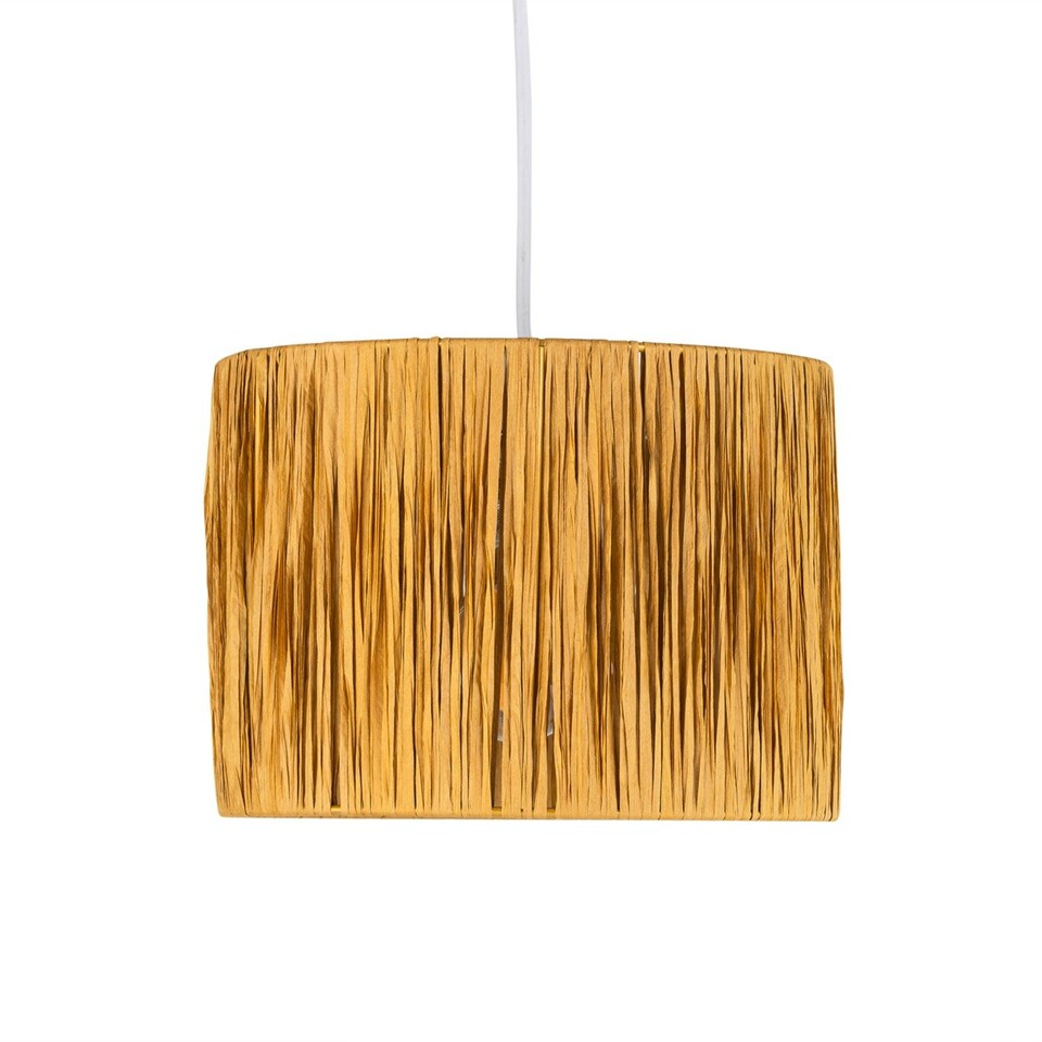 image 1 of Raffia - Natural 23cm Straw Pendant or Lamp Shade Brown