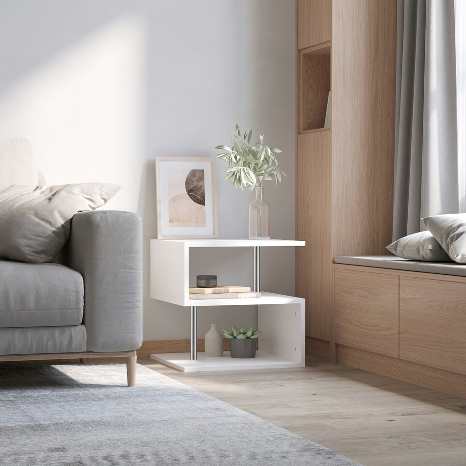 image 1 of HOMCOM Coffee End Table Side TV Sofa Stand Living Room Office Furniture White Black