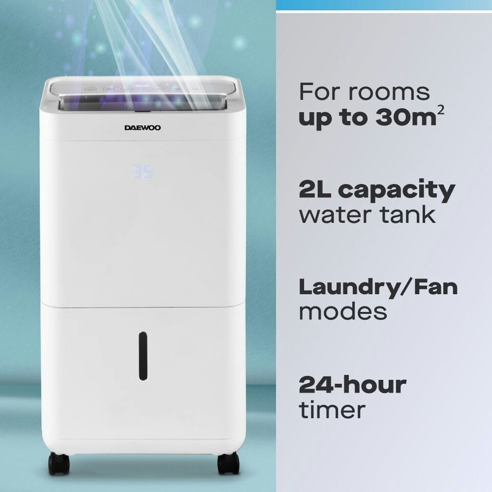 image 1 of Daewoo 16L Dehumidifier with Laundry & Quiet Modes, Air Purifier, 2L Tank