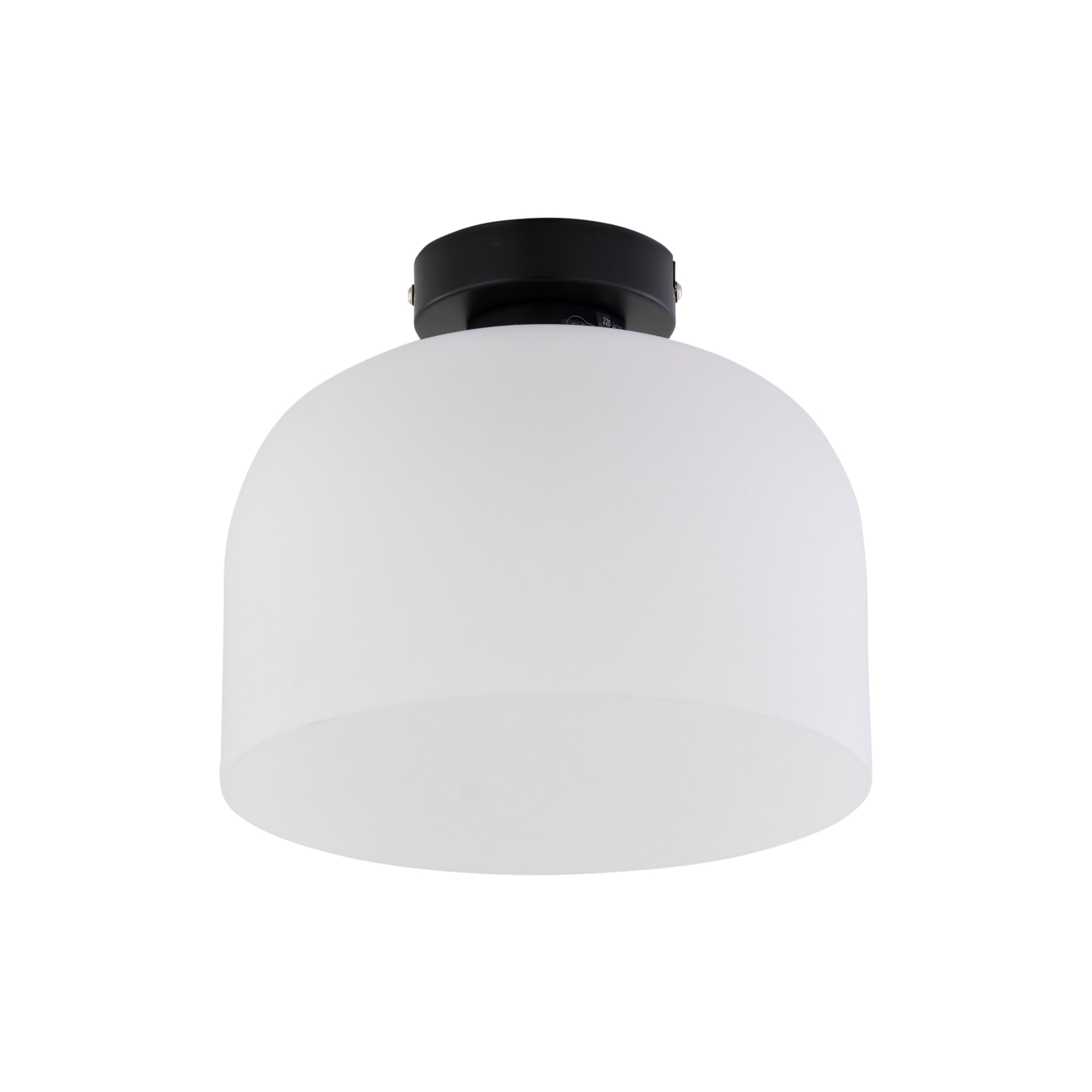 First Choice Lighting Victoria - Black Flush Ceiling Light with Frosted Glass Shade