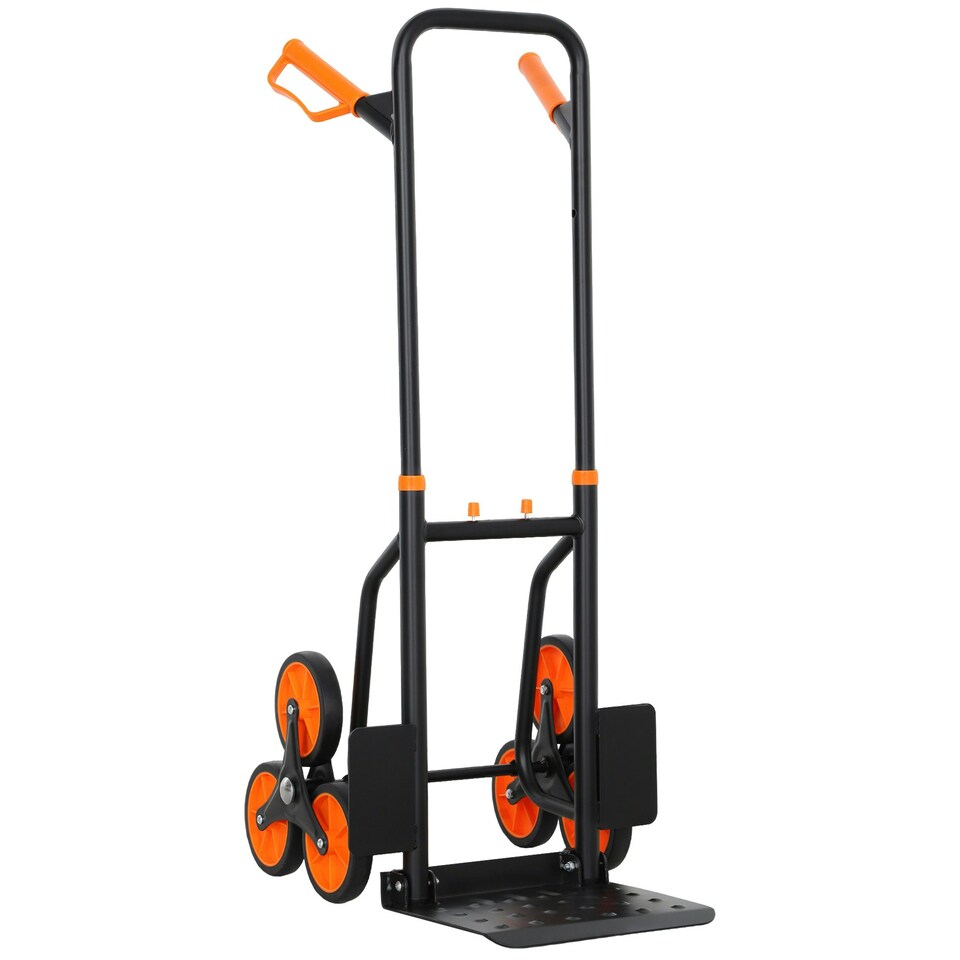 image 1 of DURHAND Trolley Hand Trucks 6-Wheels Foldable Load Cart Steel, Orange