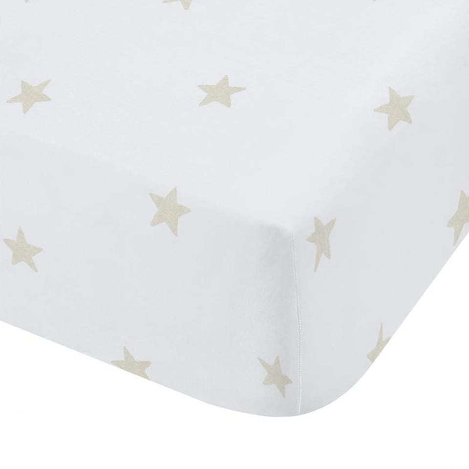 image 1 of Bianca Mini Star & Stripes Cotton Fitted Sheet Natural | Cream | Natural | Double
