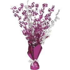 Unique Party Glitz 40th Birthday Balloon Weight Centrepiece - Pink/Silver - One Size