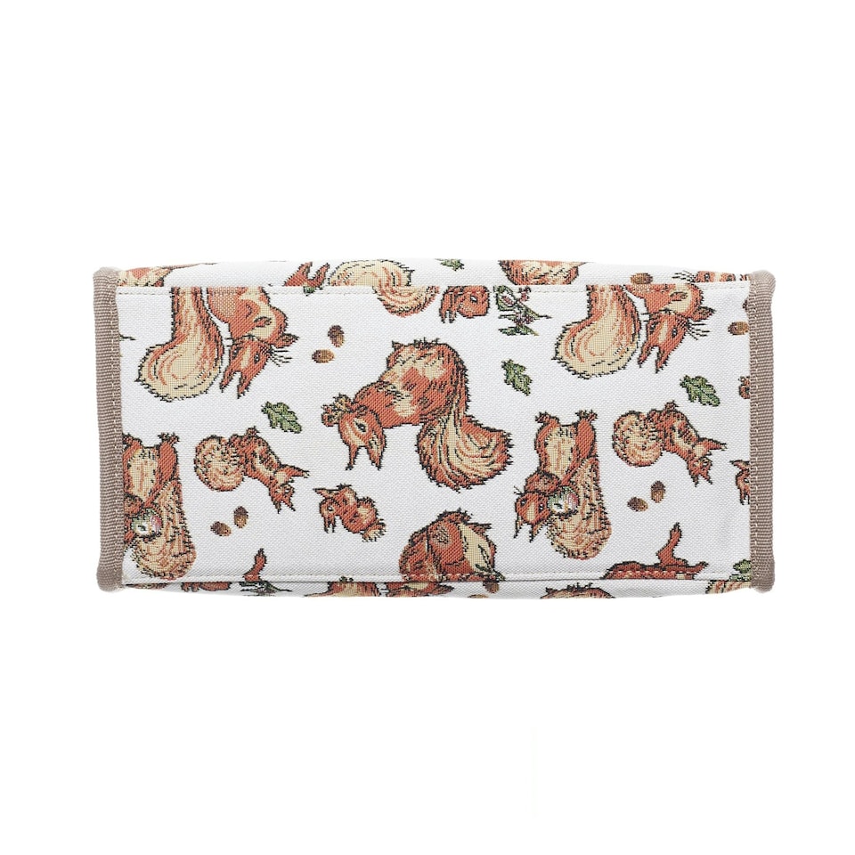 image 1 of Signare Shopper Grocery Bag - Peter Rabbit Squirrel Nutkin Brown | Beige