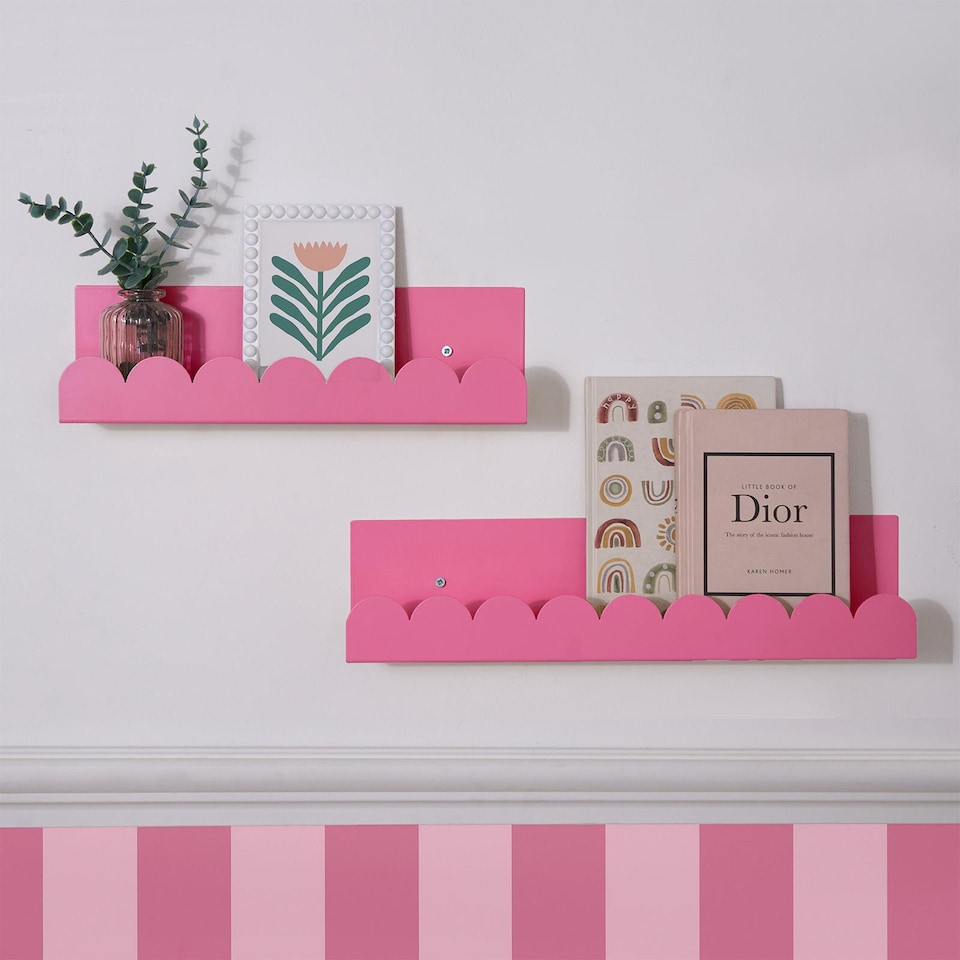 image 1 of OHS Scallop Shelf Wall Mounted Storage Space Saving Modern Bedroom | Pink | Bright Pink