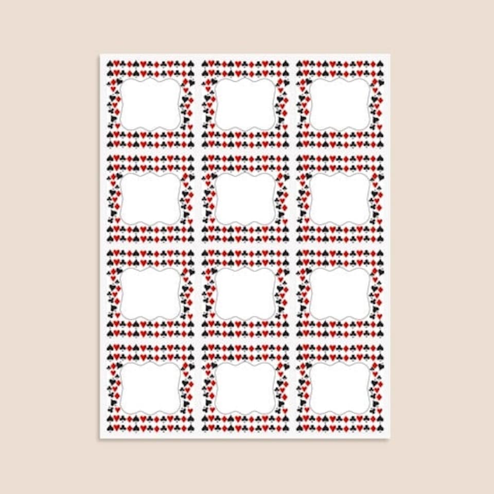 image 1 of Casino Design 65mm Square Sticker sheet of 12