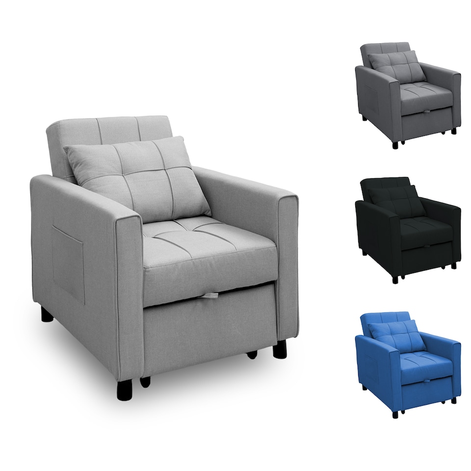 image 1 of Alivio 3 in 1 Convertible Sofa Bed with Adjustable Backrest and Pull Out Sleeper (Light Grey)