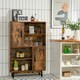 image 8 of COSTWAY Freestanding Wooden Sideboard Storage Cabinet with 2 Doors Brown