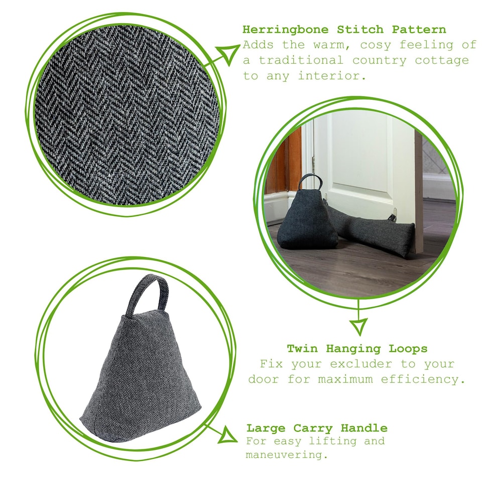 image 1 of Nicola Spring Herringbone Draught Excluders - 78.5cm - Triangle - Pack of 2