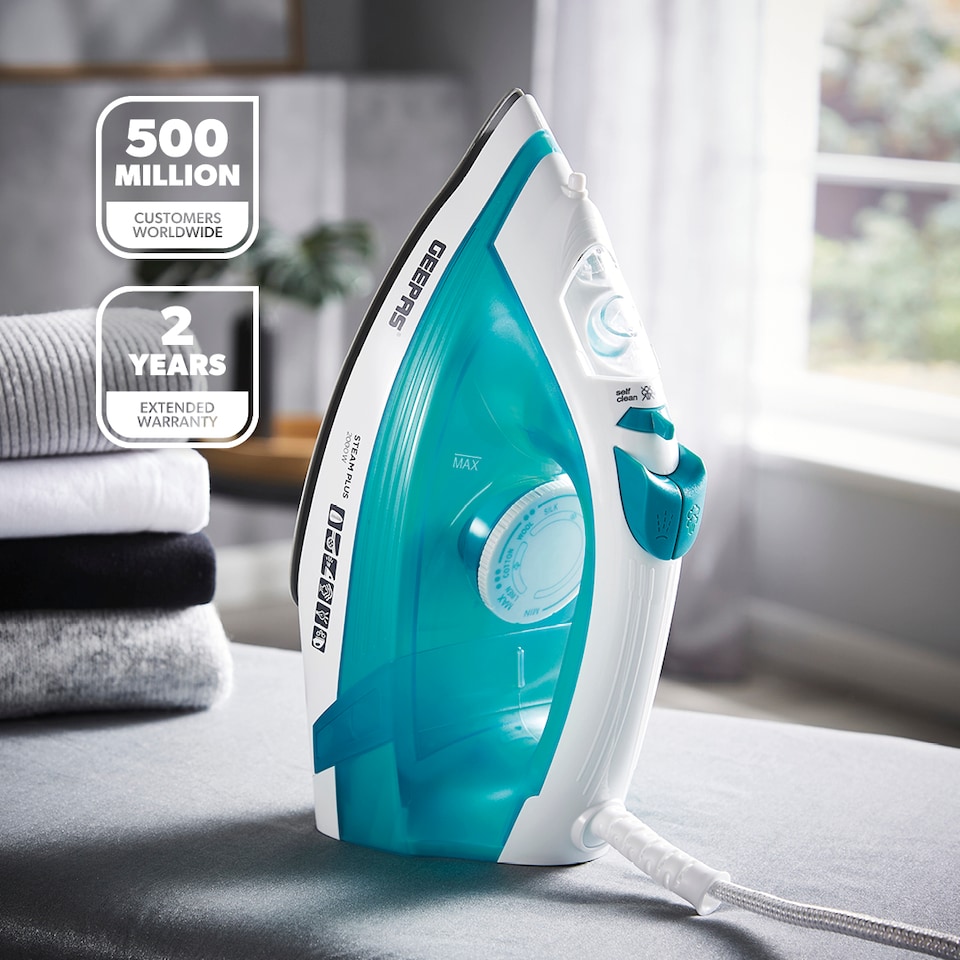image 1 of GEEPAS Steam Iron Ceramic Soleplate 2000W Blue