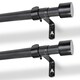 image 1 of Harbour Housewares Extendable Metal Curtain Poles Kit - 77 to 250cm - Matt Black - Pack of 2