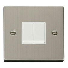 SE HOME Stainless Steel 10A 2 Gang 2 Way Light Switch White | Stainless Steel