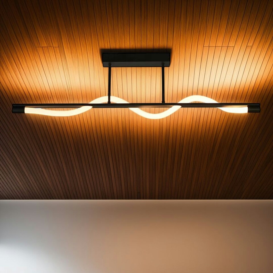 image 1 of Diego Matte Black LED Semi Flush Ceiling Pendant