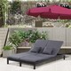 image 1 of Outsunny Double Rattan Sun Lounger, Garden Daybed with 5-Level Adjustable Backrest, Outdoor Lounge Sunbed with Cushion and Pillows, 2 Seater Wicker Patio Furniture, Black