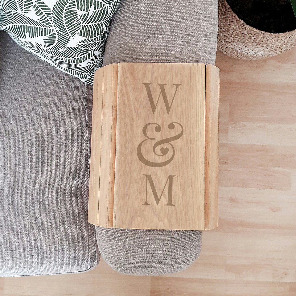 image 1 of Personalised Initials Wooden Sofa Tray
