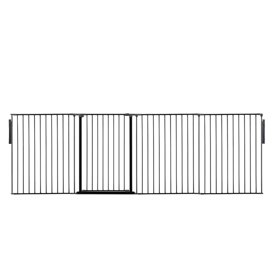 image 1 of Safetots Premium Extra Tall Room Divider, up to 298cm Wide, Black, 105cm Tall, Multi Panel Barrier for Baby and Toddler | Black