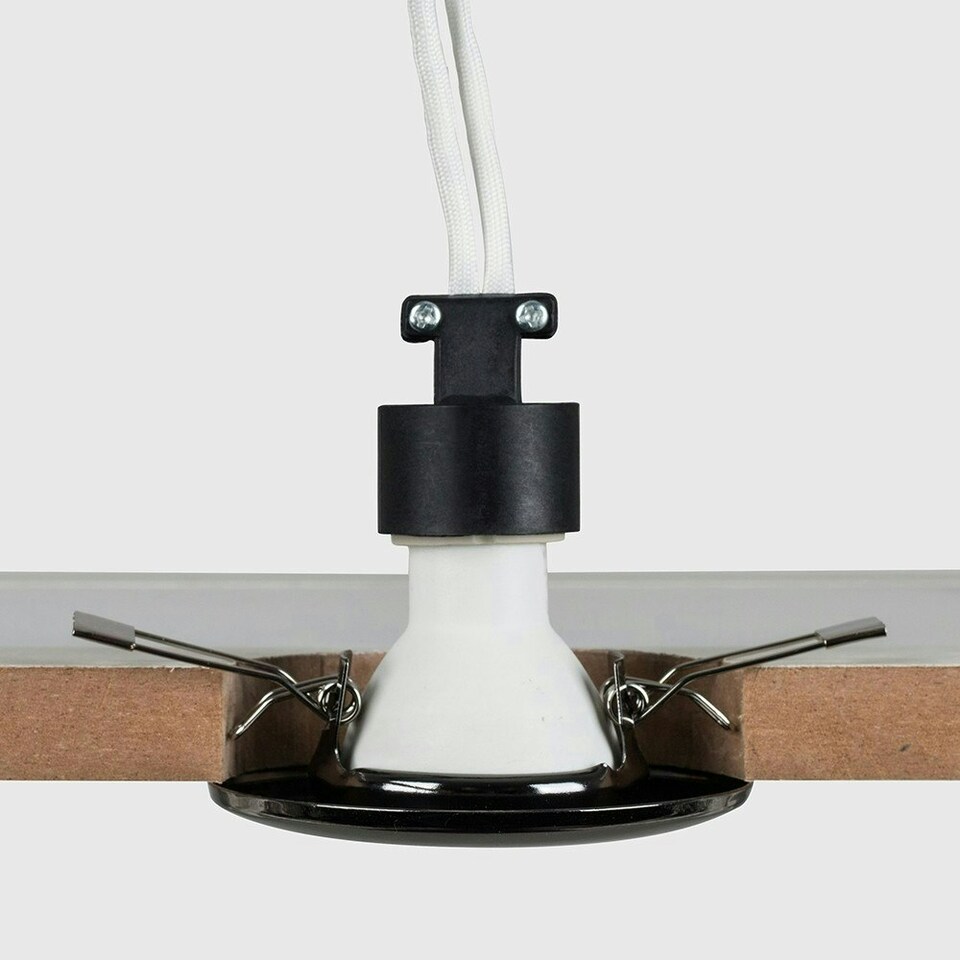 image 1 of ValueLights 6 Pack Black Chrome Recessed GU10 Ceiling Downlight Fittings