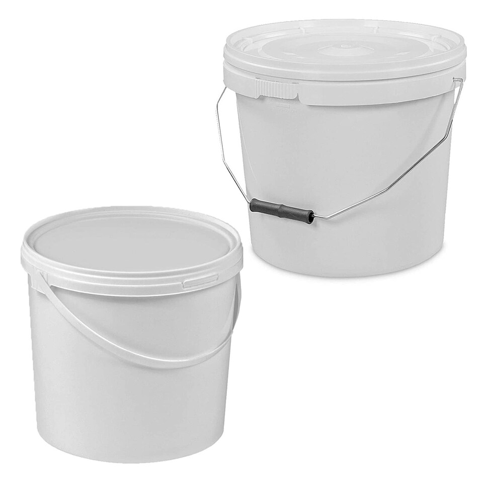 image 1 of 1 x Strong Heavy Duty 15L White Multi-Purpose Plastic Storage Buckets With Lid & Handle
