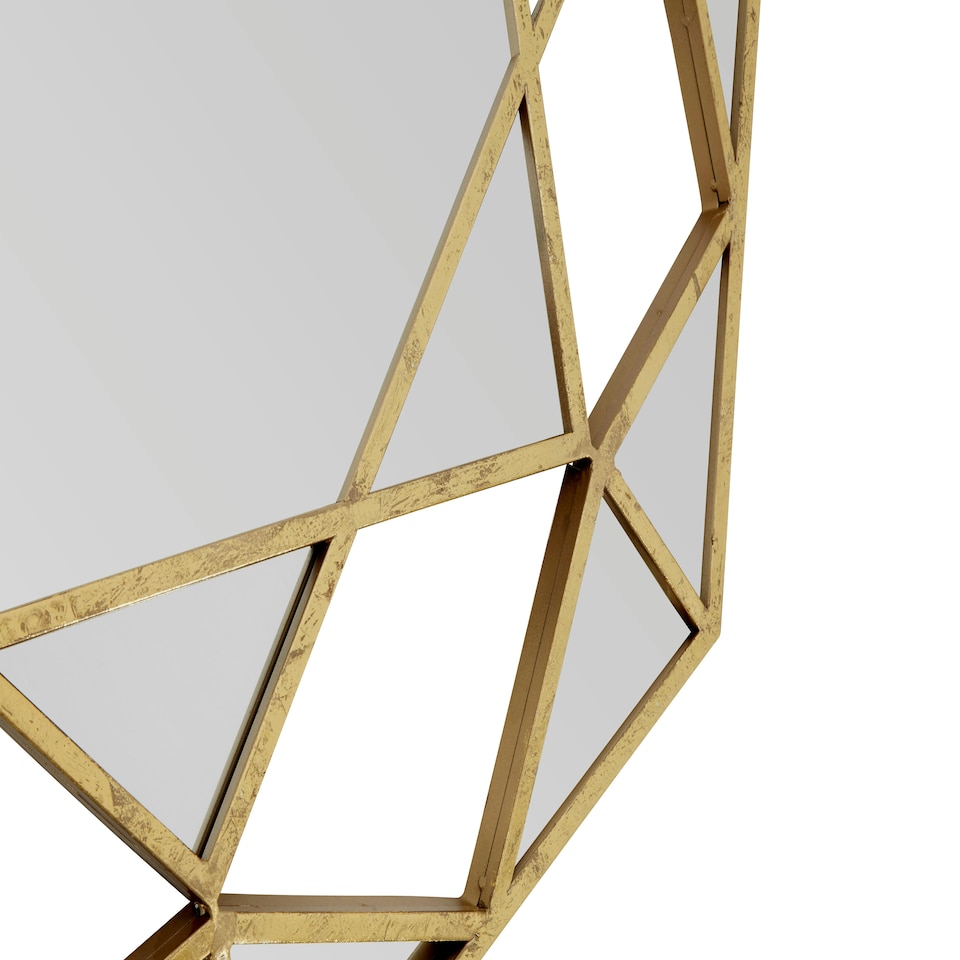 image 1 of Interiors By Premier Gold Octagonal Wall Mirror, Decorative Polygonal Design Statement Mirror, Modern Lattice Metal Frame Mirror Gold