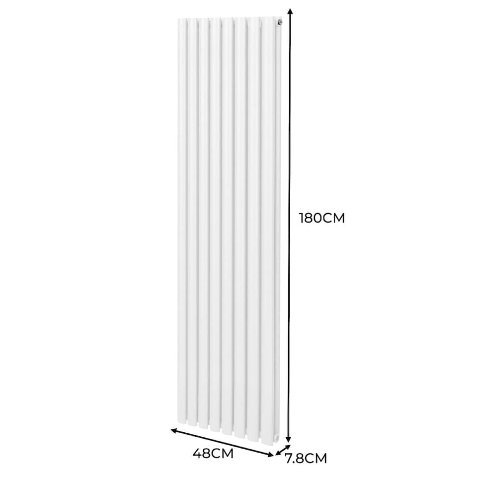 image 1 of Oval Column Radiator & Valves 1800mm x 480mm White
