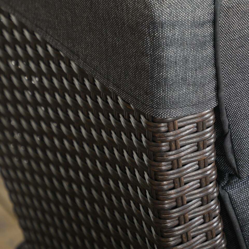 image 1 of Outsunny Garden Recliner w/ Cushion, Reclining Rattan Chair, Dark Grey/Brown