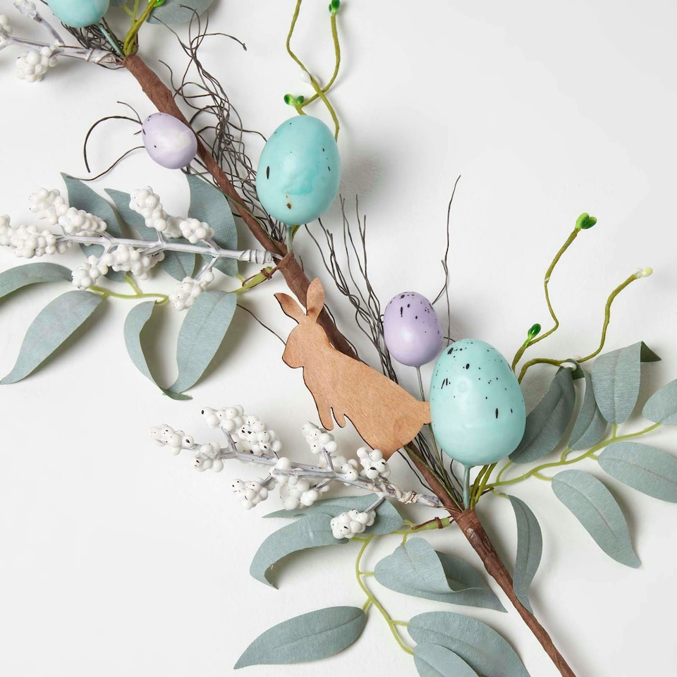 image 1 of Homescapes Easter Bunny and Artificial Foliage Stem